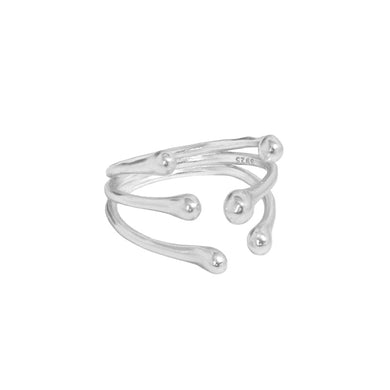 hesy® Flow Texture Adjustable Handmade 925 Sterling Silver Ring 6.25 C2387