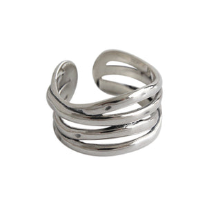 hesy® Multi-Layer Winding Adjustable Handmade 925 Sterling Silver Ring 6.75 C2392