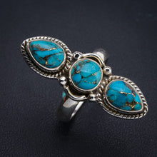 StarGems Natural Copper Turquoise  Handmade 925 Sterling Silver Ring 6.75 E9366