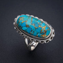 StarGems Natural Copper Turquoise  Handmade 925 Sterling Silver Ring 6.75 E9382