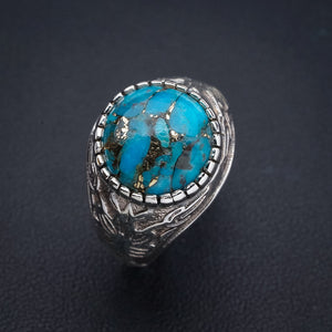 StarGems Natural Copper Turquoise  Handmade 925 Sterling Silver Ring 7.5 E9389