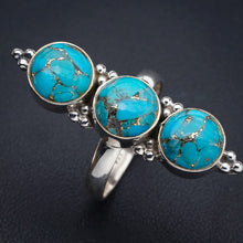 StarGems Natural Copper Turquoise  Handmade 925 Sterling Silver Ring 8.75 E9392