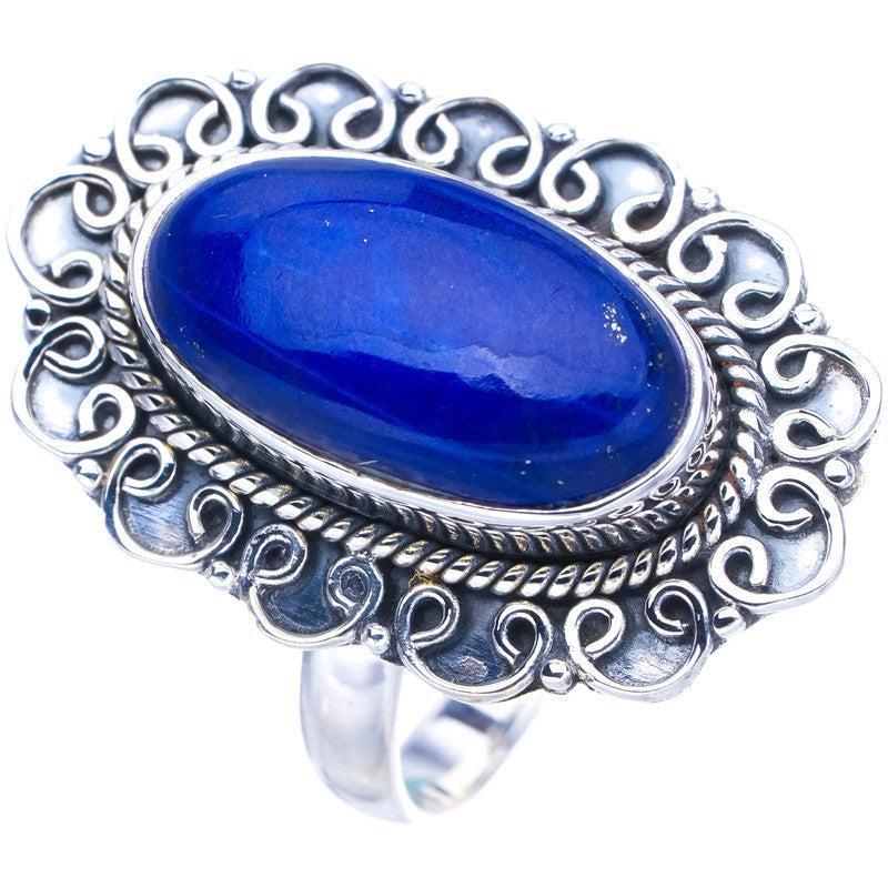 StarGems Natural Lapis Lazuli  Handmade 925 Sterling Silver Ring 9 F0031