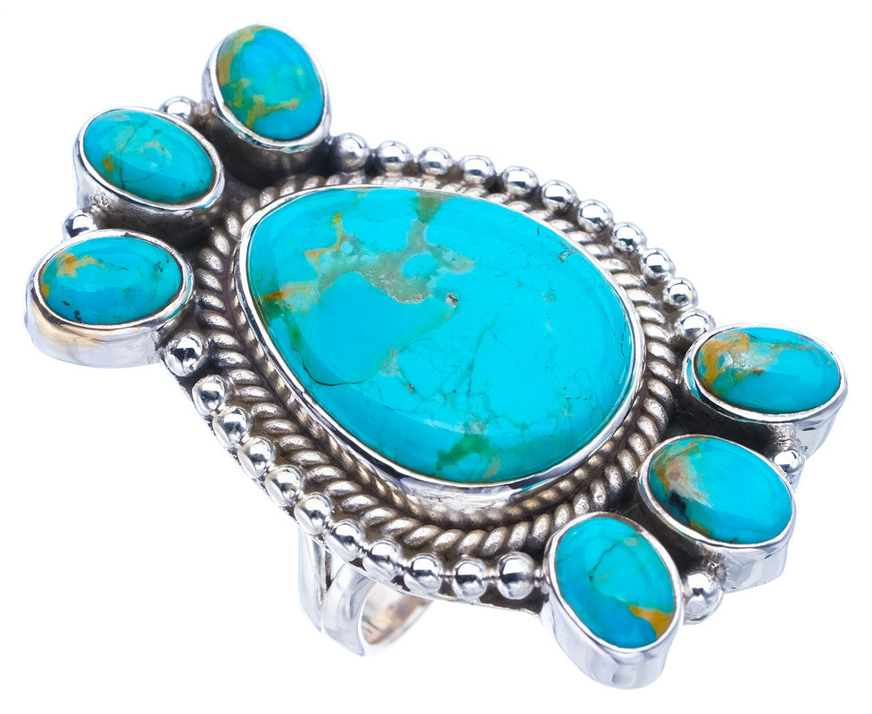 StarGems Natural Turquoise Handmade 925 Sterling Silver Ring 6.25 F0300