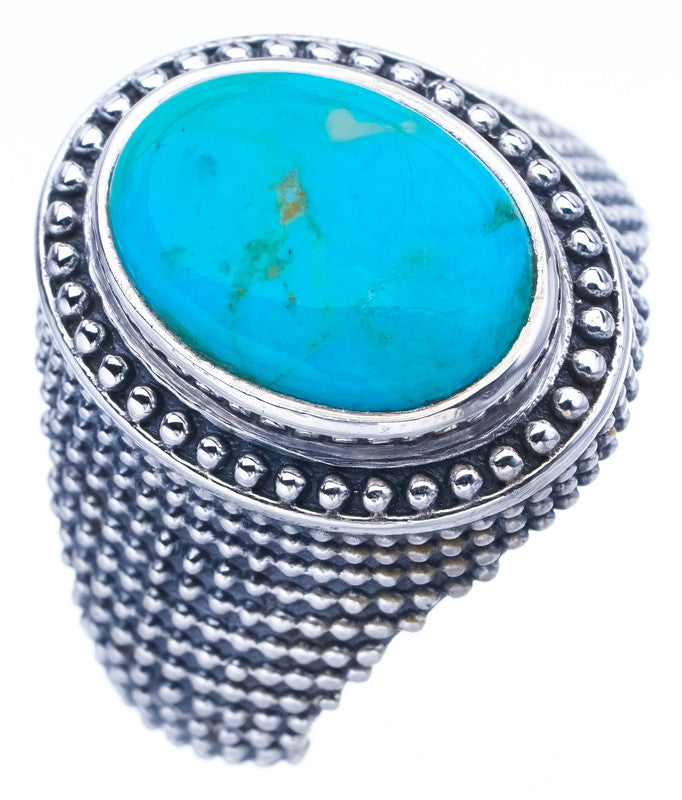 StarGems Natural Turquoise  Handmade 925 Sterling Silver Ring 8.75 F0433