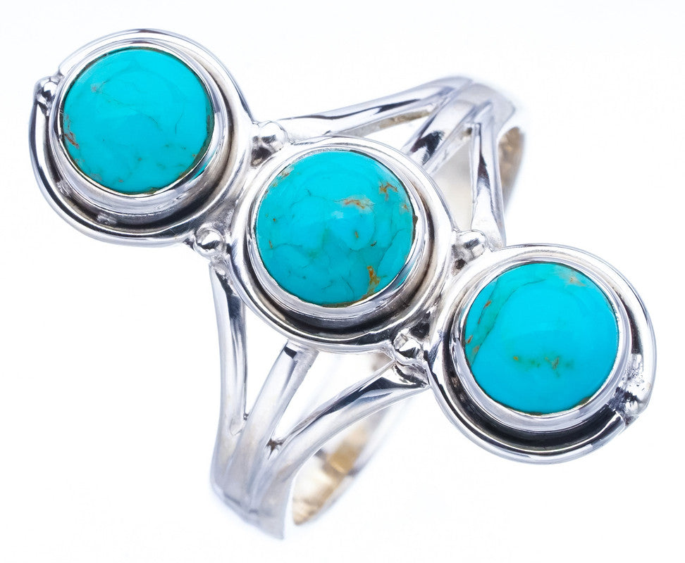 StarGems Natural Turquoise  Handmade 925 Sterling Silver Ring 6.75 F0441