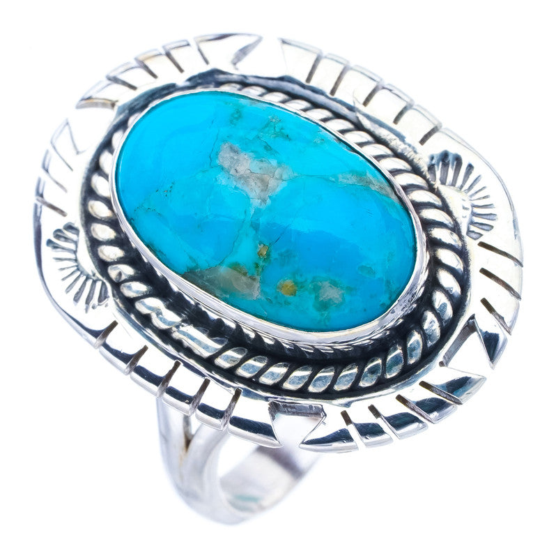 StarGems Natural Turquoise Pigeon Wings Handmade 925 Sterling Silver Ring 9.5 F0448