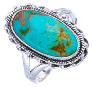 StarGems Natural Turquoise  Handmade 925 Sterling Silver Ring 8.75 F0453