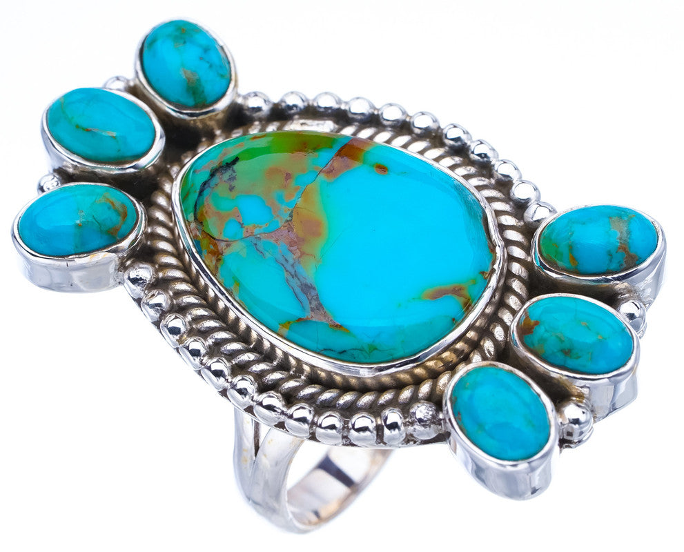 StarGems Natural Turquoise Handmade 925 Sterling Silver Ring 9.75 F0455
