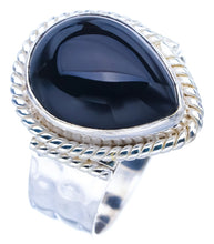 StarGems Natural Black Onyx  Handmade 925 Sterling Silver Ring 9.75 F0513