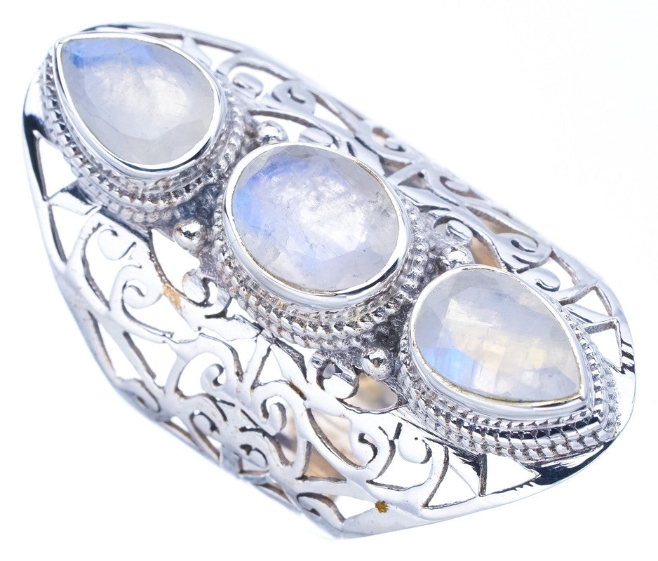 StarGems Natural Moonstone Handmade 925 Sterling Silver Ring 8.25 F0639