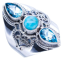 StarGems Natural Larimar Blue Topaz Handmade 925 Sterling Silver Ring 8 F0884