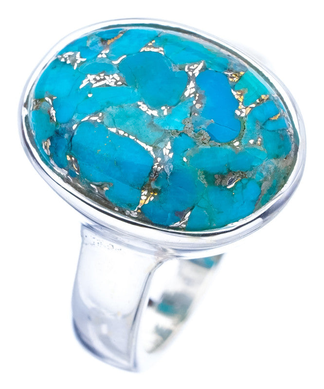 StarGems Natural Turquoise  Handmade 925 Sterling Silver Ring 5.75 F1298