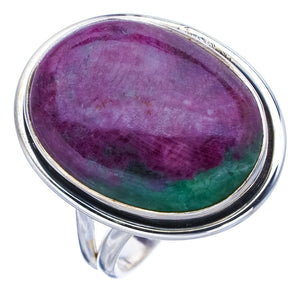 StarGems Natural Ruby Zoisite  Handmade 925 Sterling Silver Ring 8.25 F1335