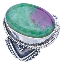 StarGems Natural Ruby Zoisite  Handmade 925 Sterling Silver Ring 8 F1602
