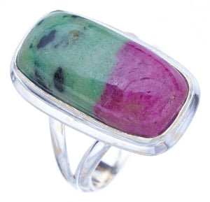 StarGems Natural Ruby Zoisite  Handmade 925 Sterling Silver Ring 6.25 F1626