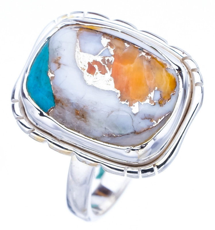 StarGems Natural Copper Chalcedony  Handmade 925 Sterling Silver Ring 6.25 F1687