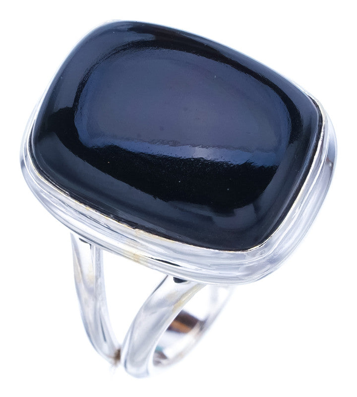StarGems Natural Black Onyx  Handmade 925 Sterling Silver Ring 7 F1739