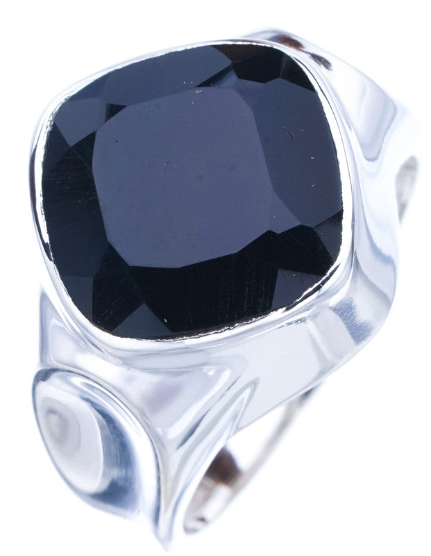 StarGems Natural Black Onyx  Handmade 925 Sterling Silver Ring 8 F1751
