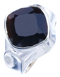 StarGems Natural Black Onyx  Handmade 925 Sterling Silver Ring 7.25 F1753