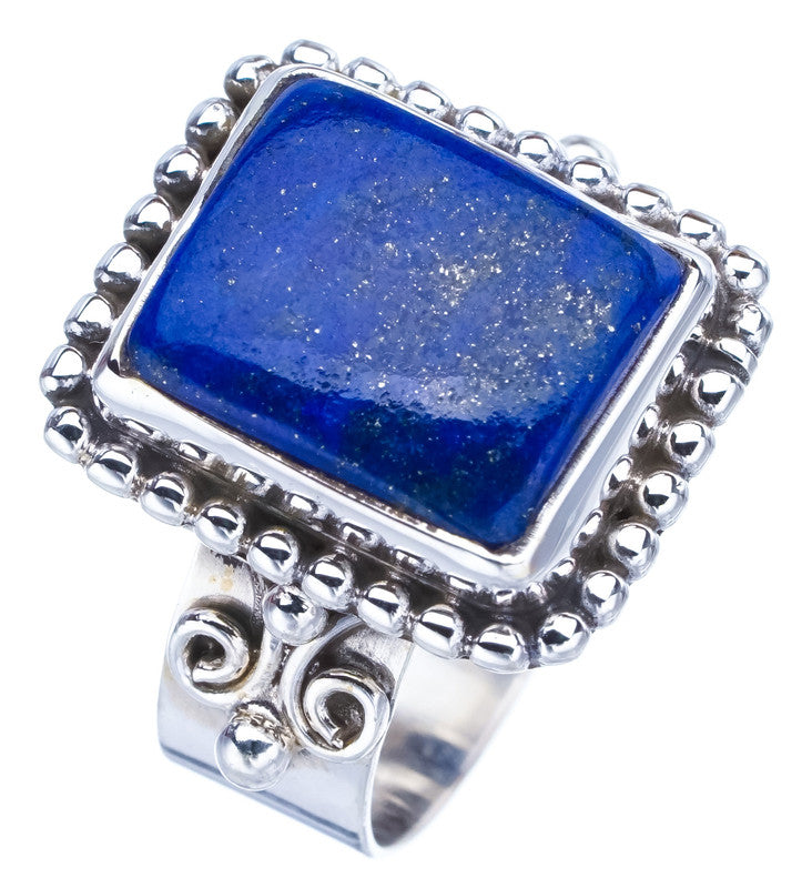 StarGems Natural Lapis Lazuli  Handmade 925 Sterling Silver Ring 6.25 F1812