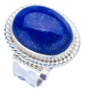StarGems Natural Lapis Lazuli Hammered Handmade 925 Sterling Silver Ring 5.75 F1822