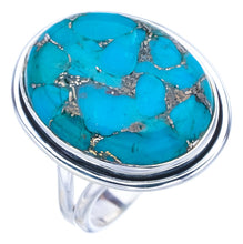 StarGems Natural Copper Turquoise  Handmade 925 Sterling Silver Ring 7.25 F2203