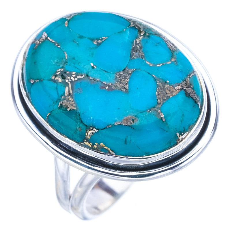 StarGems Natural Copper Turquoise  Handmade 925 Sterling Silver Ring 7.25 F2203