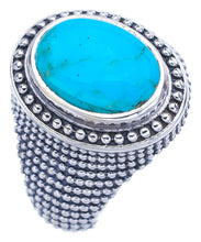 StarGems Natural Turquoise  Handmade 925 Sterling Silver Ring 9.25 F2305