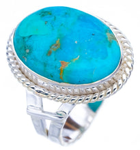 StarGems Natural Turquoise Hammered Handmade 925 Sterling Silver Ring 8 F2332