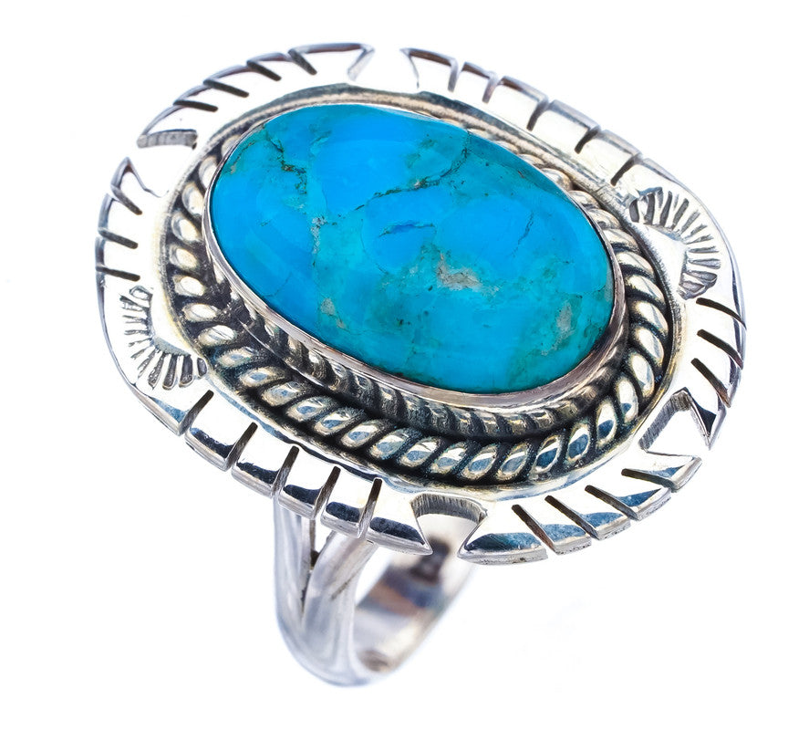 StarGems Natural Turquoise Pigeon Handmade 925 Sterling Silver Ring 9 F2344