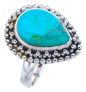 StarGems Natural Turquoise  Handmade 925 Sterling Silver Ring 7.75 F2348