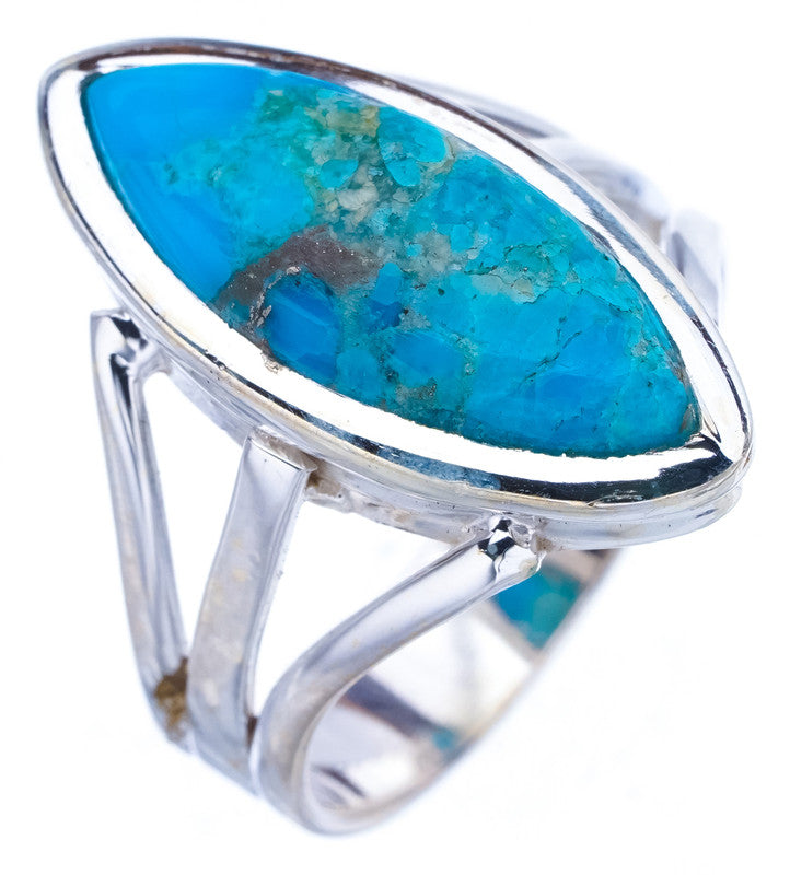 StarGems Natural Turquoise  Handmade 925 Sterling Silver Ring 7.75 F2366