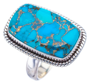 StarGems Natural Copper Turquoise  Handmade 925 Sterling Silver Ring 7 F3197