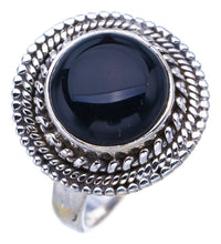 StarGems Natural Black Onyx  Handmade 925 Sterling Silver Ring 7 F3271