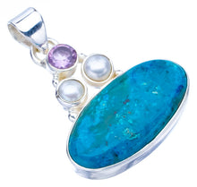 StarGems Chrysocolla River Pearl And Amethyst Handmade 925 Sterling Silver Pendant 1.5" F4801