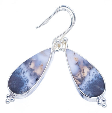 StarGems Dendritic Opal Handmade 925 Sterling Silver Earrings 1.75