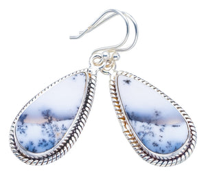 StarGems Dendritic Opal Handmade 925 Sterling Silver Earrings 1.5" F6360