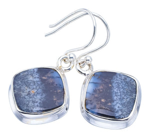 StarGems Dendritic Opal  Handmade 925 Sterling Silver Earrings 1.25" F6367
