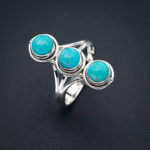 StarGems Natural Turquoise Handmade 925 Sterling Silver Ring 7.75 F0407