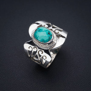 StarGems Natural Turquoise  Handmade 925 Sterling Silver Ring 8.25 F0429