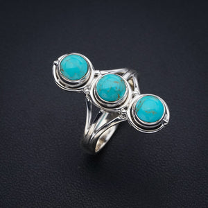 StarGems Natural Turquoise  Handmade 925 Sterling Silver Ring 6.75 F0441