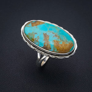 StarGems Natural Turquoise  Handmade 925 Sterling Silver Ring 7.75 F0457