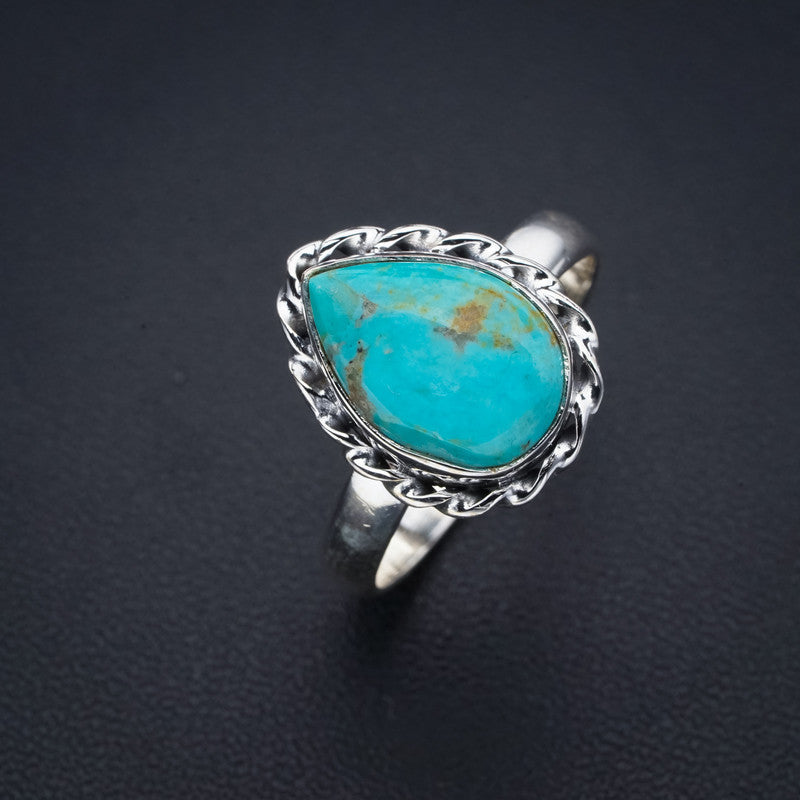 StarGems Natural Turquoise Handmade 925 Sterling Silver Ring 10.5 F0479