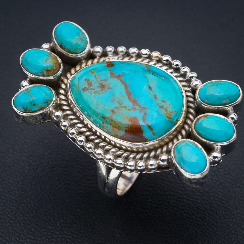 StarGems Natural Turquoise  Handmade 925 Sterling Silver Ring 8.75 F0480