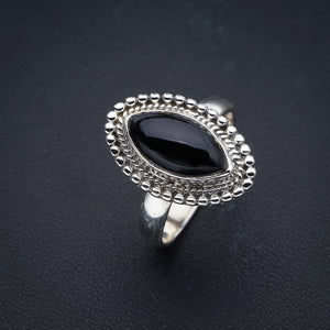 StarGems Natural Black Onyx  Handmade 925 Sterling Silver Ring 8.25 F0515