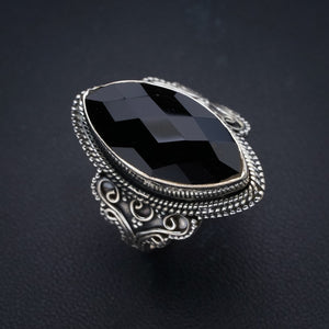 StarGems Natural Black Onyx  Handmade 925 Sterling Silver Ring 8.75 F0529