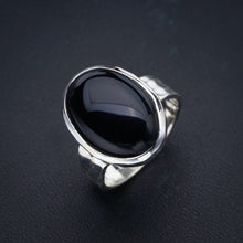 StarGems Natural Black Onyx  Handmade 925 Sterling Silver Ring 7.75 F0534