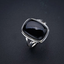 StarGems Natural Black Onyx  Handmade 925 Sterling Silver Ring 7 F0542