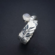 StarGems Natural Moonstone Feather Handmade 925 Sterling Silver Ring 7.5 F0631